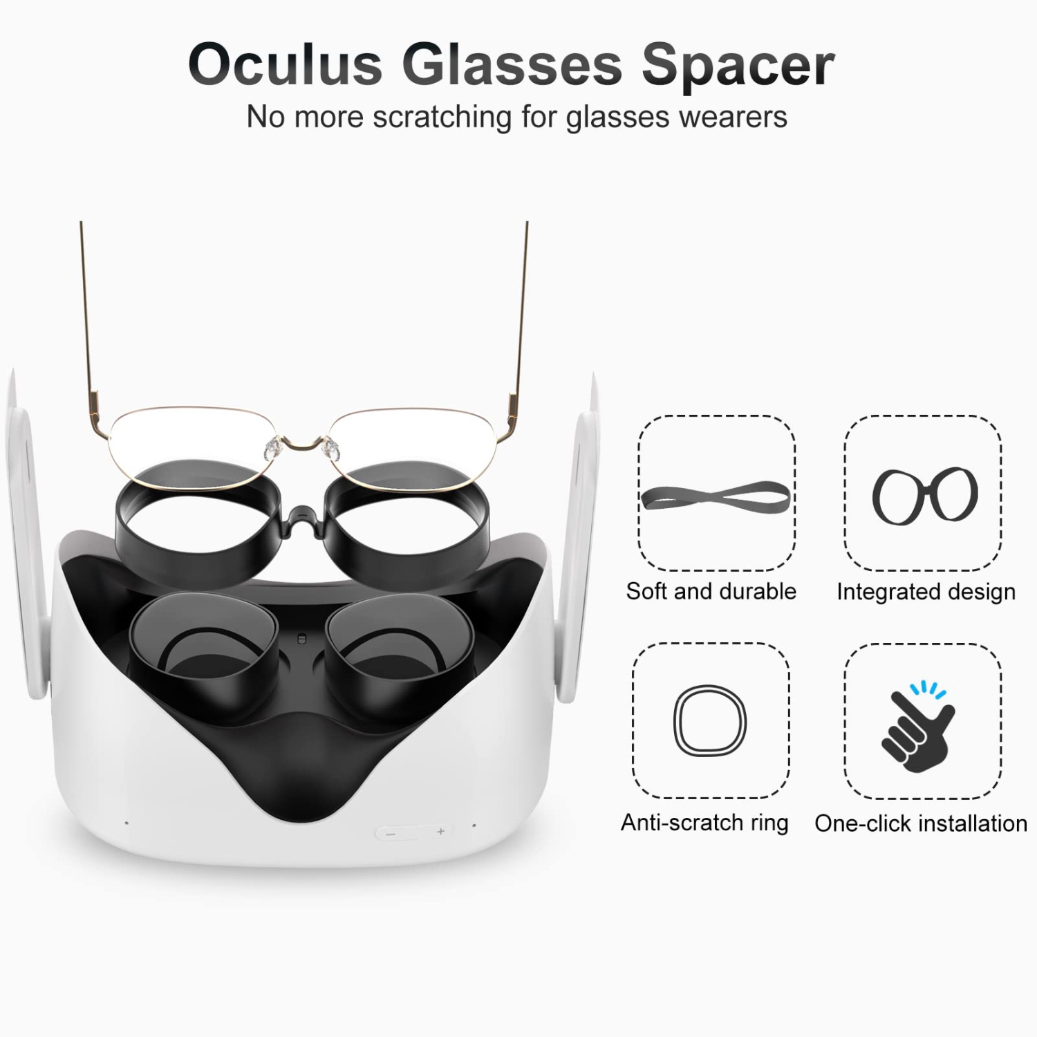 Lens Protector Compatible with Oculus/Meta Quest 2, Glasses Spacer - Anti-Scratch VR Accessories to Prevent Your Glasses from Scratching VR Lenses