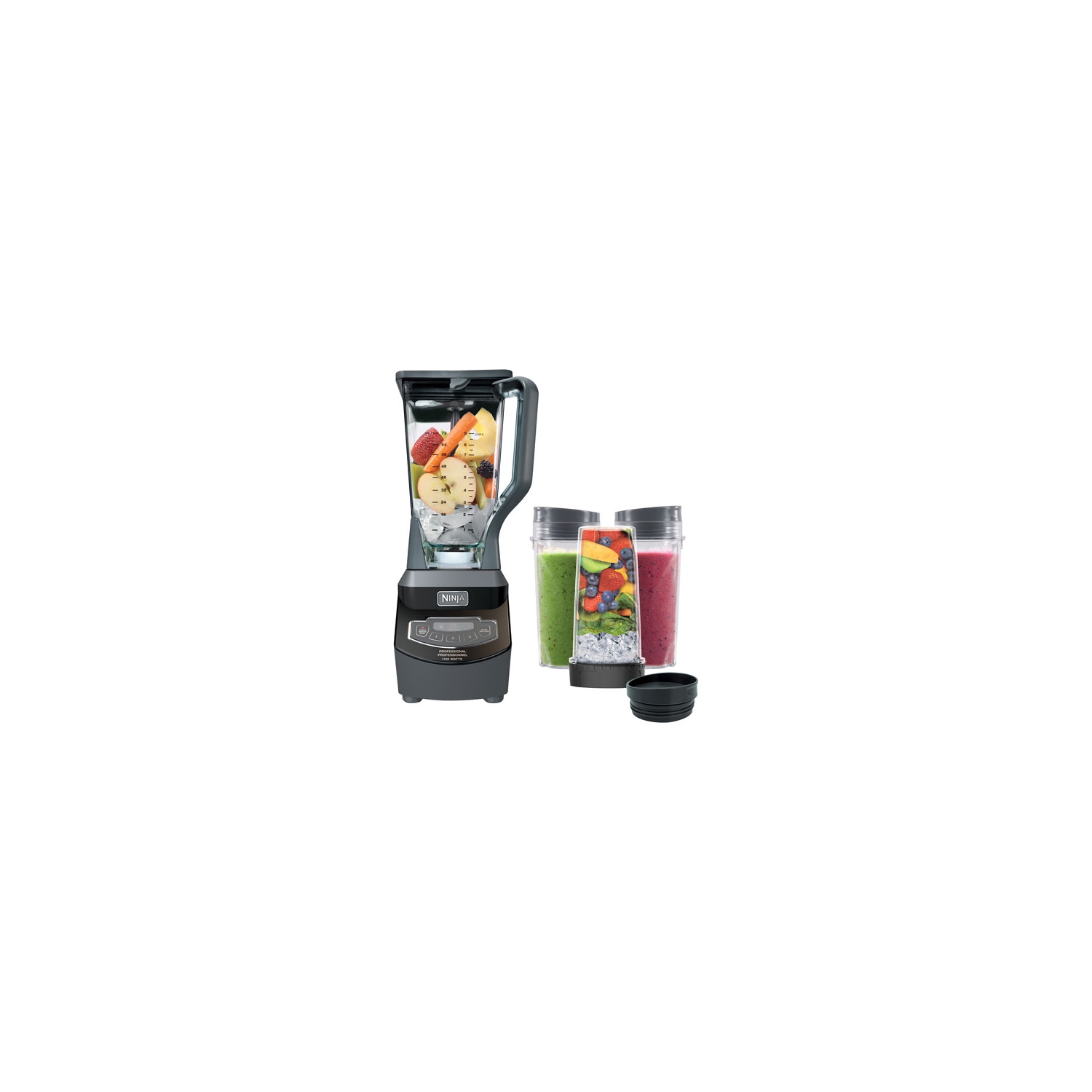 Mélangeur de comptoir de 1100 W Professional 2,1 L de Ninja avec tasses Nutri Ninja - Noir - Remis à neuf