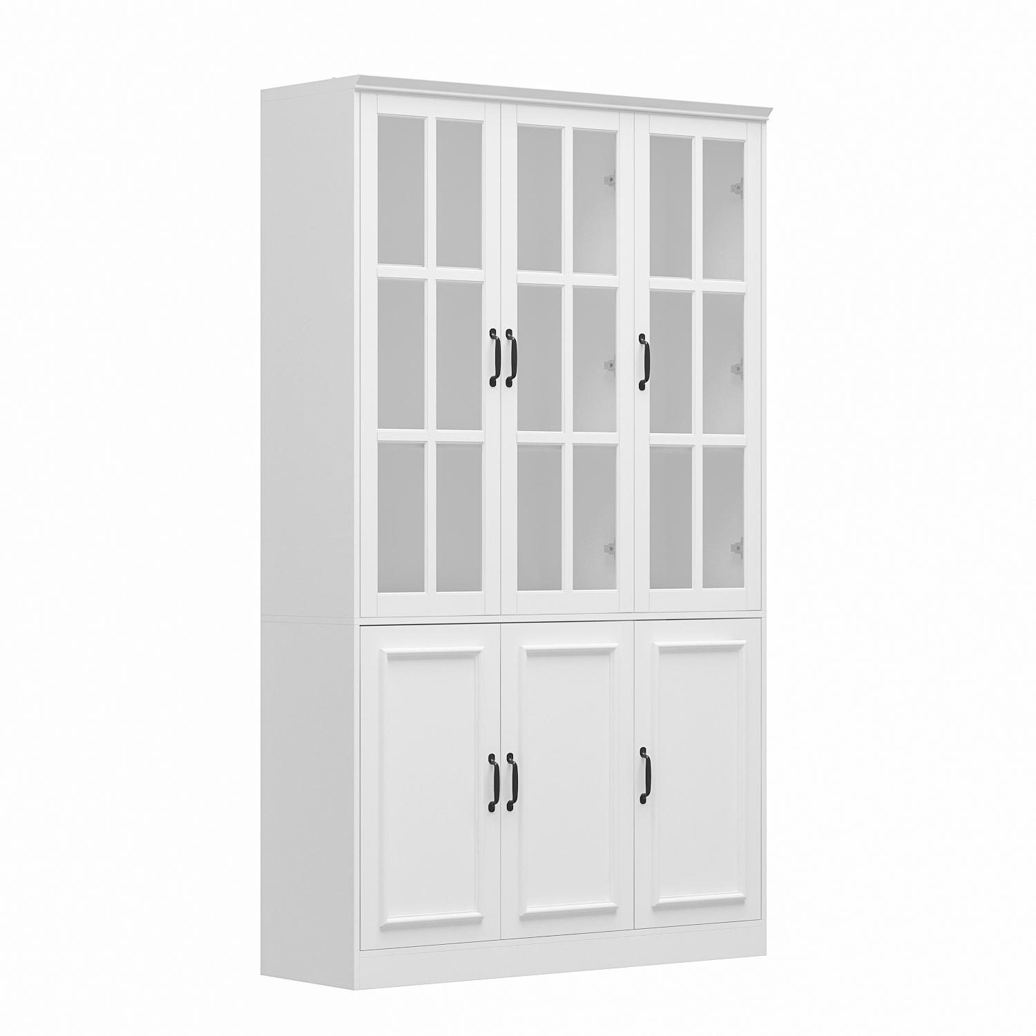 Homsee Tall Pantry Cabinet with Glass Doors, Adjustable Shelves, and Ample Storage for Kitchen or Dining Room White