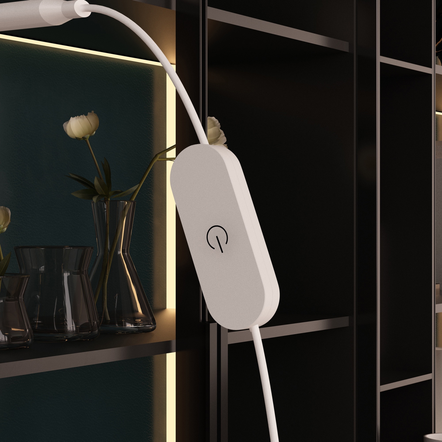 Homsee Sleek Display Cabinet with Glass Doors, Adjustable Shelves, and Integrated LED Lighting Black