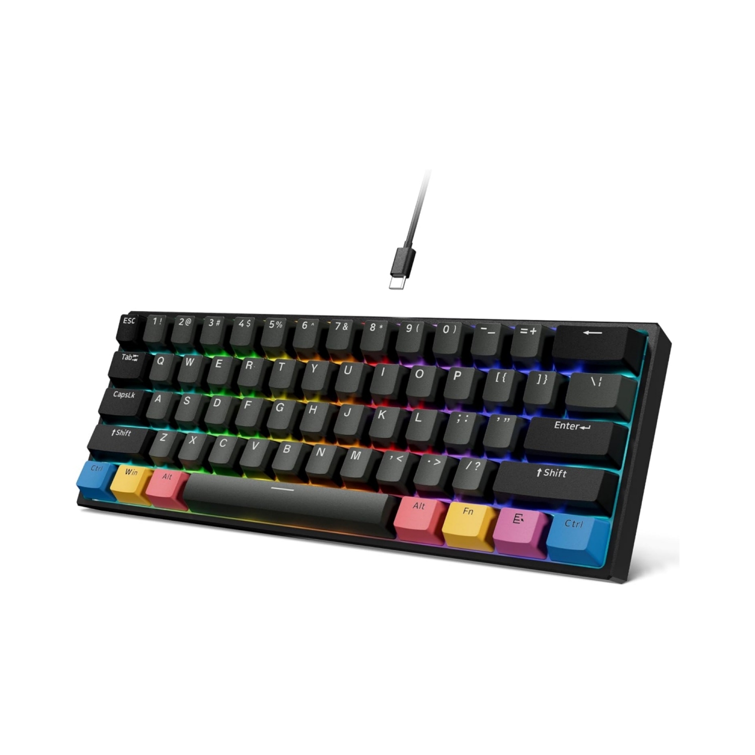 60 Percent Keyboard with Hot Swappable - Mechanical Black Keyboard, RGB Backlit Wired Gaming Keyboard, PBT Cherry Keycaps, Pre-lubed Linear Switch, Compact 61 Keys Mini Keyboard