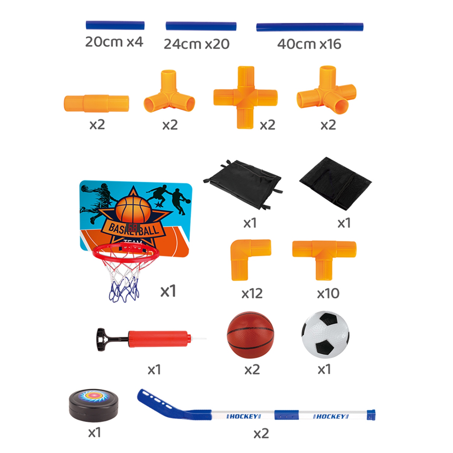 3In1 Scoring Basketball Stand Football Hockey Toy Gift Set For 3+ Years Kids