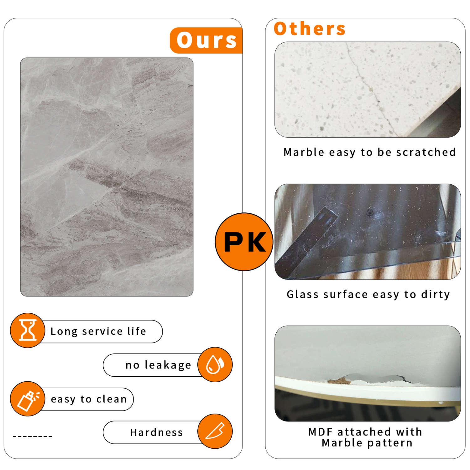 48 x 28 Inch Kitchen Dining Table:Modern Rectangular Breakfast Table Sintered Stone Marble Effect Table Top with Tapered Metal Legs for Restaurant