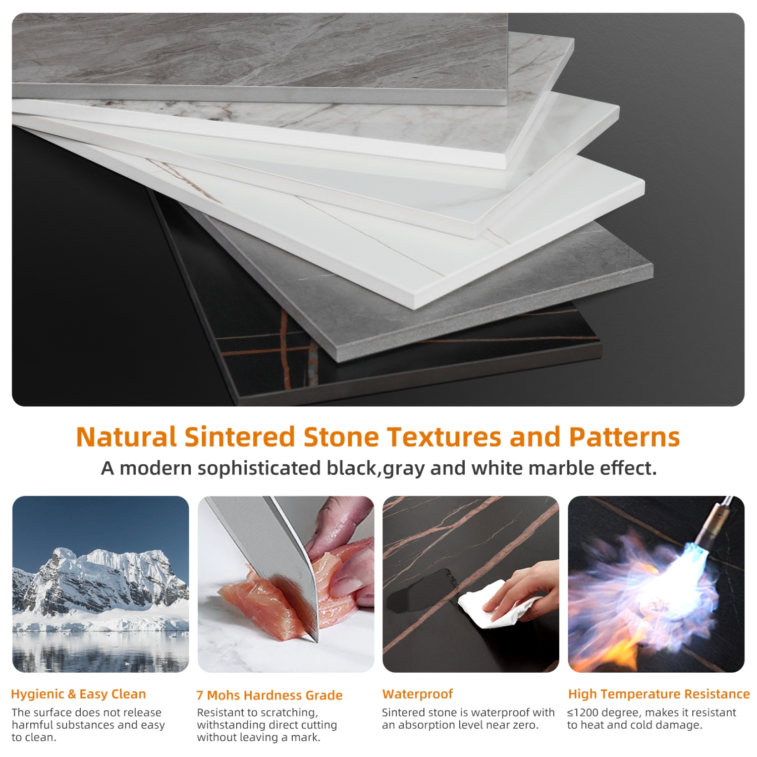 48 x 28 Inch Kitchen Dining Table:Modern Rectangular Breakfast Table Sintered Stone Marble Effect Table Top with Tapered Metal Legs for Restaurant