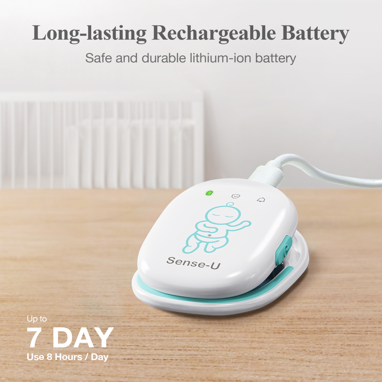 Sense-U Pro Baby Breathing Monitor: Real-time Alerts for No Breathing, Rollover, Overheating, Arousal Vibration, Audible & App Alert, Easy Clip-On