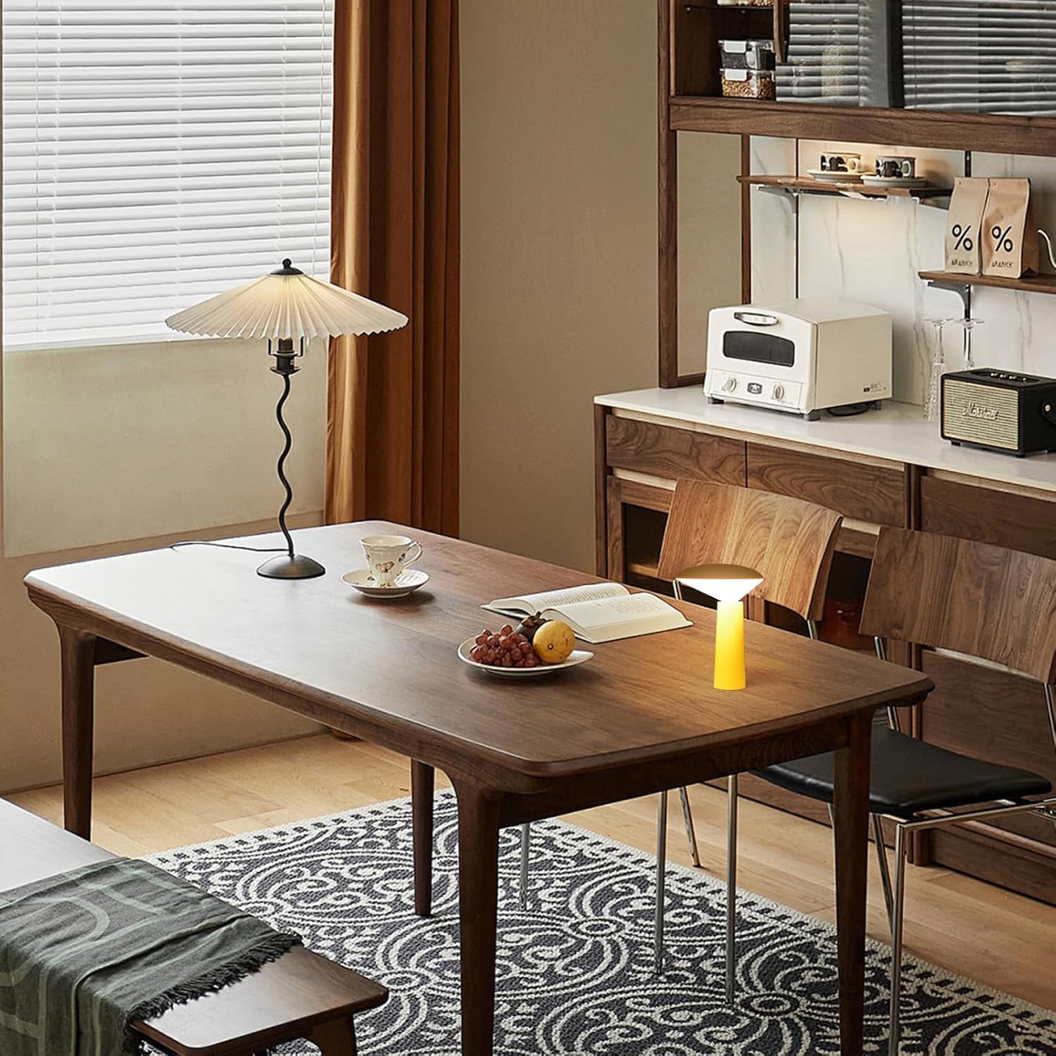 Lampe de table champignon sans fil, lampe de table rechargeable de 3 couleurs, capteur tactile, petite table de chevet lampe de chevet portative à