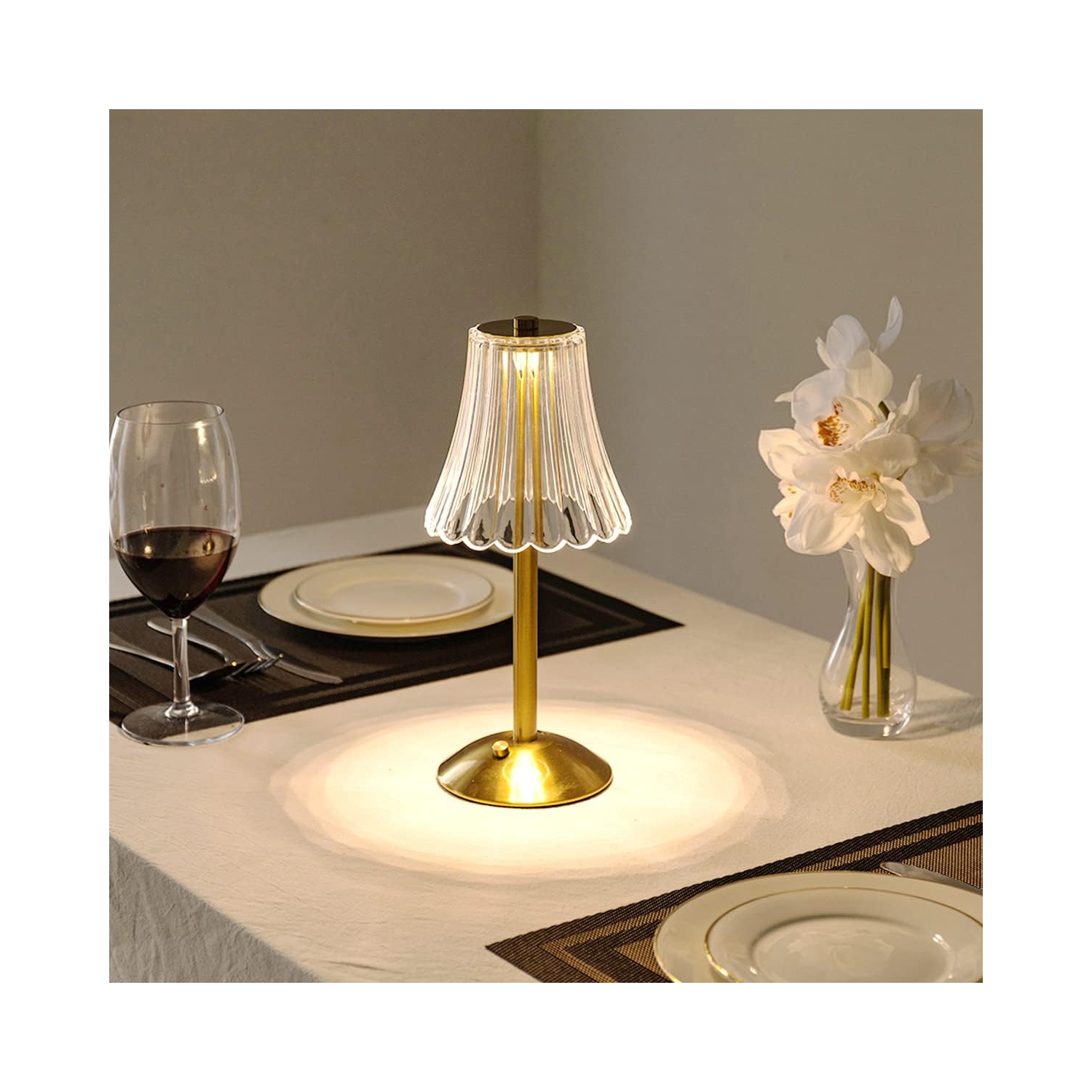 Lampe de table sans fil à pile cristal, veilleuse pour salon, chambre à coucher, chambre à coucher, chambre des enfants, extérieur, restaurant, table