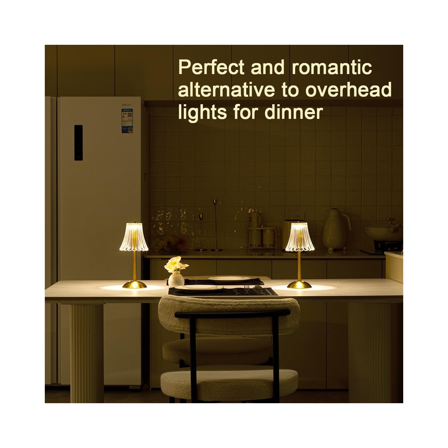 Lampe de table sans fil à pile cristal, veilleuse pour salon, chambre à coucher, chambre à coucher, chambre des enfants, extérieur, restaurant, table