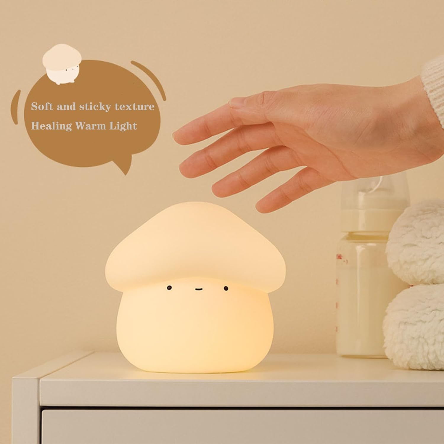 Lumières champignon – Les trois lampes à minuterie, éclairage chaud réglable à deux niveaux, conviennent aux lampes pour les tables de chevet – Lampe