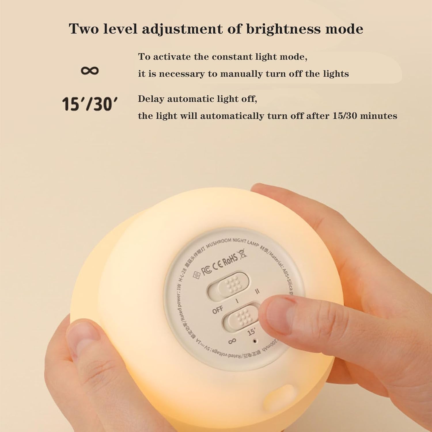 Lumières champignon – Les trois lampes à minuterie, éclairage chaud réglable à deux niveaux, conviennent aux lampes pour les tables de chevet – Lampe