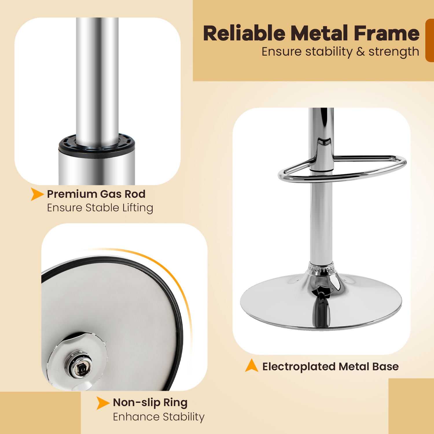 Gymax 4 PCS Bar Stools PU Leather Swivel Bar Chairs Height Adjustable Upholstered Barstools