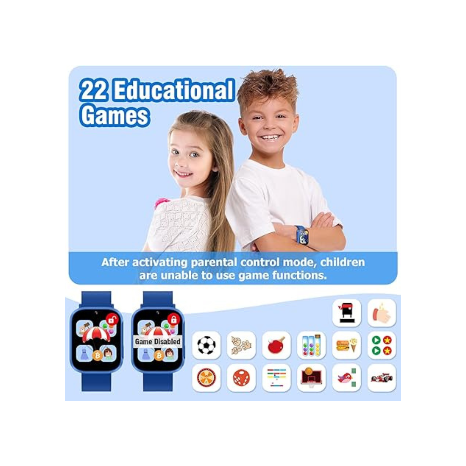 Kids Smart Watch for Boys Girls, Smart Watch for Kids 4-12 Years Old with 22 Games Camera Habit Tracking Audiobook Alarm Clock Music Player Pedometer