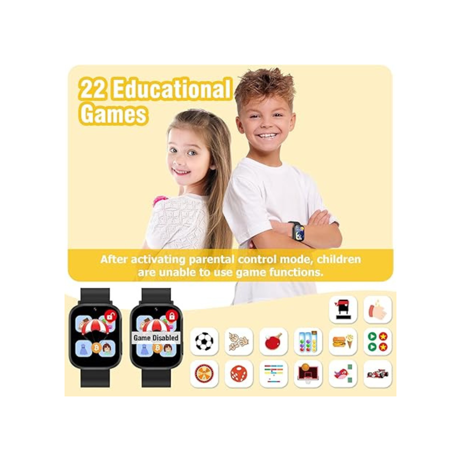 Kids Smart Watch for Boys Girls, Smart Watch for Kids 4-12 Years Old with 22 Games Camera Habit Tracking Audiobook Alarm Clock Music Player Pedometer