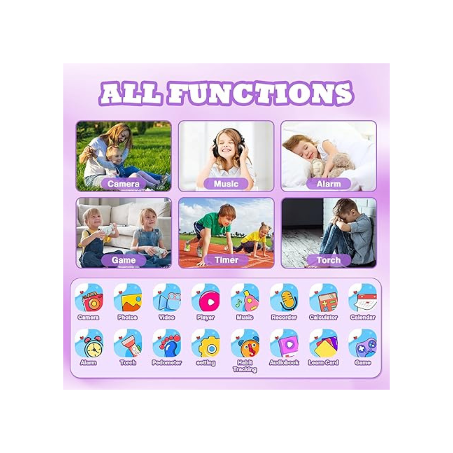 Kids Smart Watch for Boys Girls, Smart Watch for Kids 4-12 Years Old with 22 Games Camera Habit Tracking Audiobook Alarm Clock Music Player Pedometer