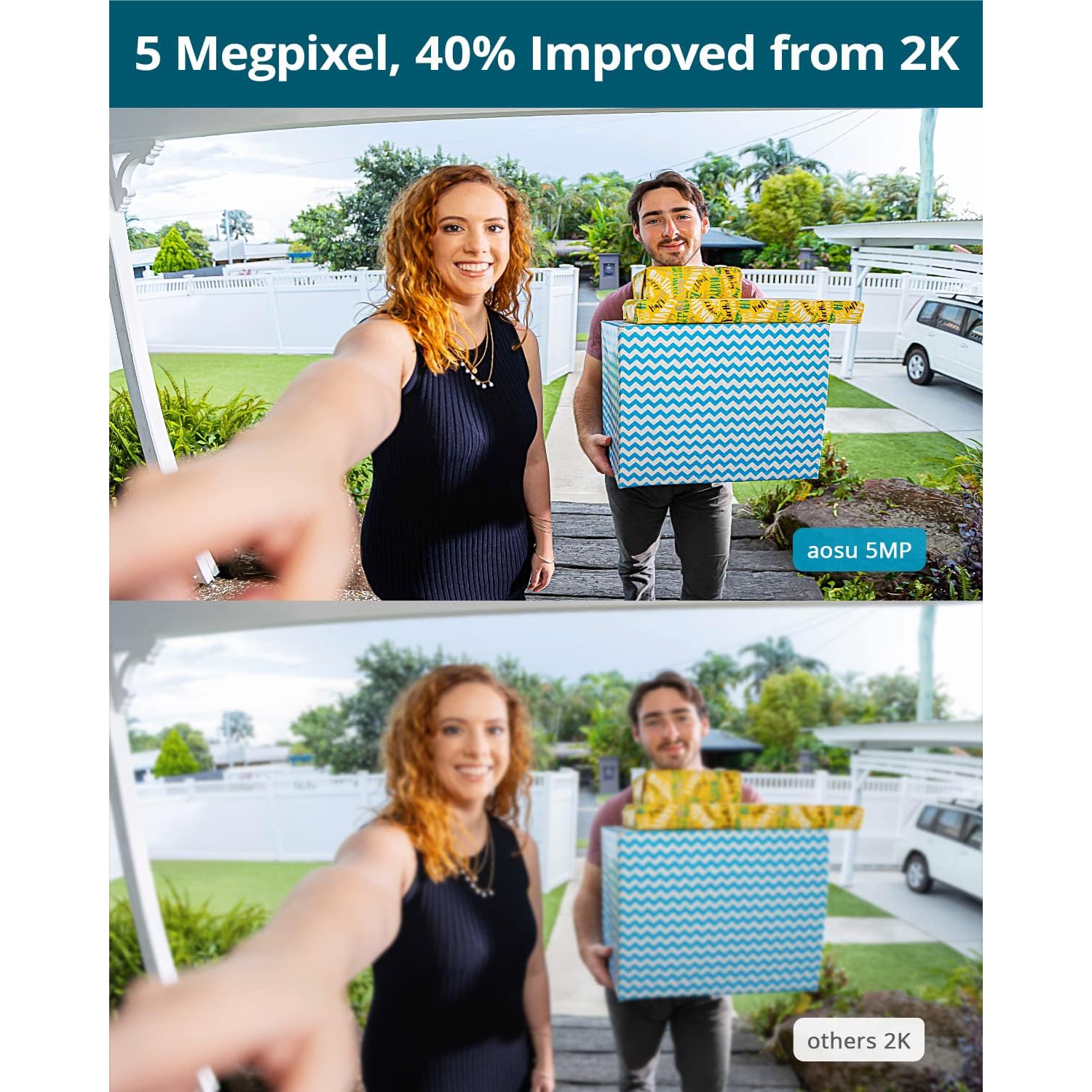 AOSU Doorbell Camera Wireless, 5MP Ultra HD, No Monthly Fee, 3D Motion Detection Video Doorbell with Homebase, Enhanced WiFi, 180-Day Battery Life -