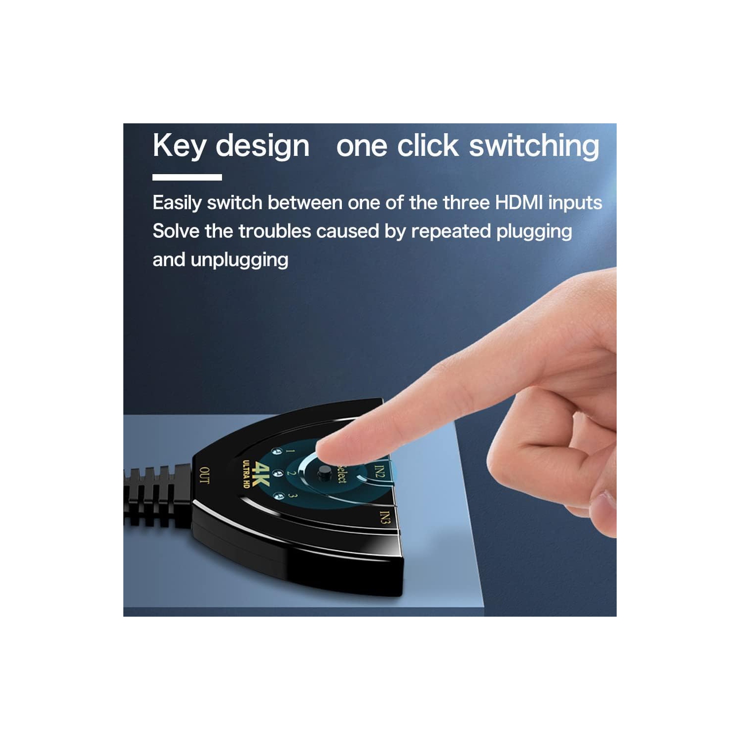 Commutateur HDMI 4K, 3 3 entrées, 1 sorties 4K@30&nbsp;Hz, commutateur répartiteur de concentrateur HDMI, commutation automatique UHD, 3D HD 1080P