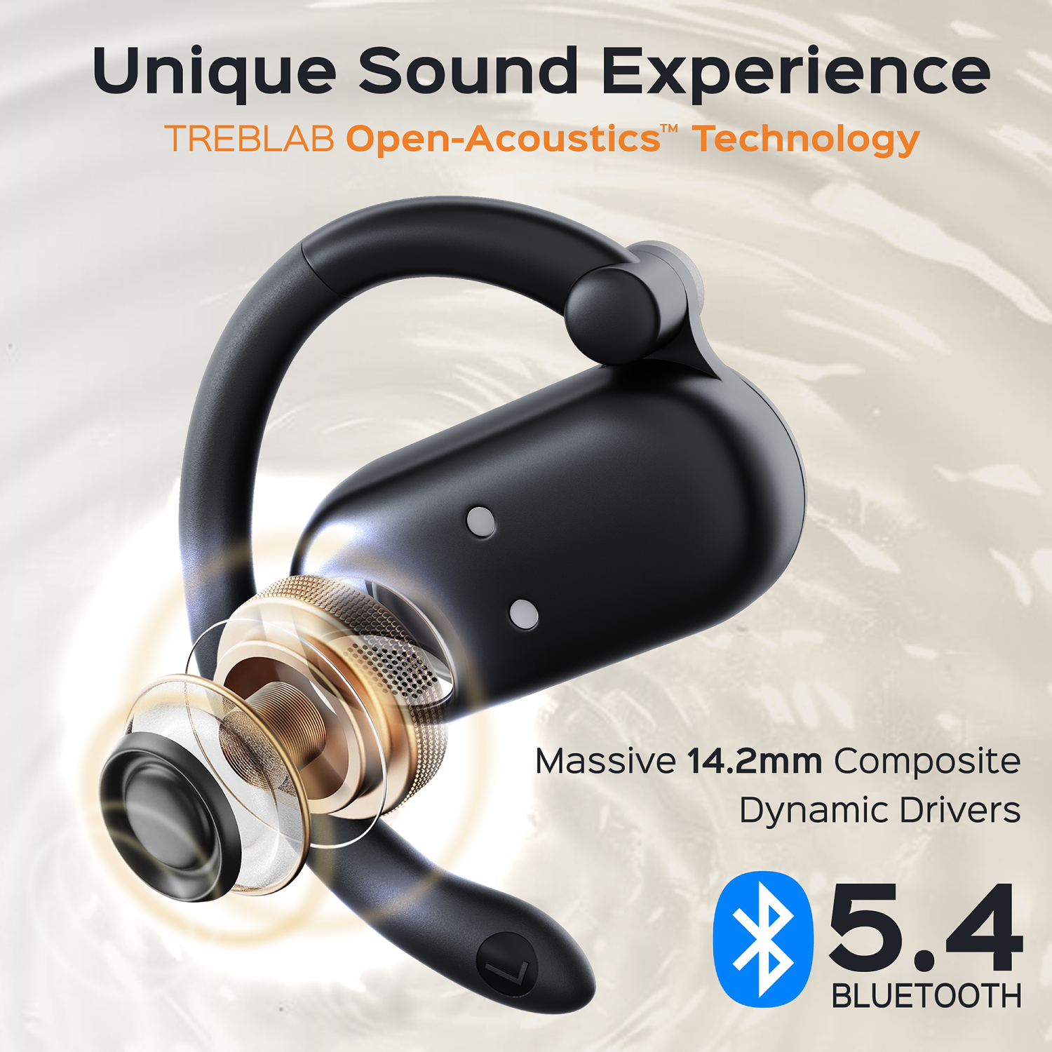 TREBLAB X-Open - True Open Ear Wireless Earbuds, Lightweight Comfort, Behind-Ear Fit, Immersive Sound, Dual Mic for Calls, 40H Playtime, Bluetooth