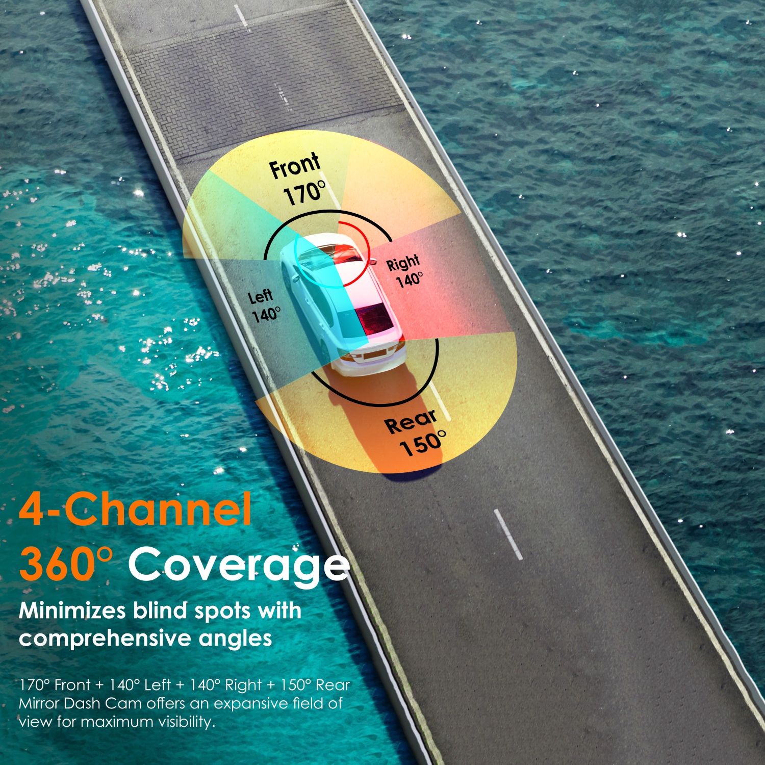 Rexing - M4 1080p 4-Channel Mirror Dash Cam with Smart BSD GPS