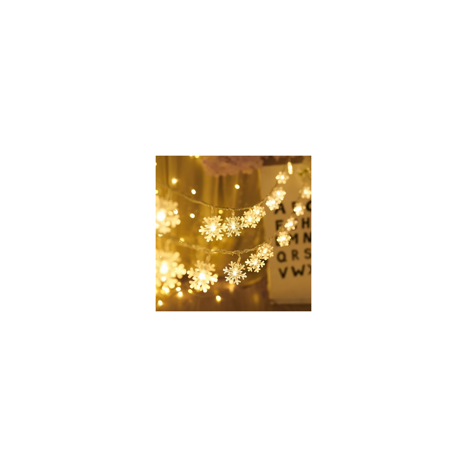 Guirlande de flocon de Noël, jeu de lumières 6&nbsp;M à piles de 40 LED, piles pour la maison, intérieur et extérieur