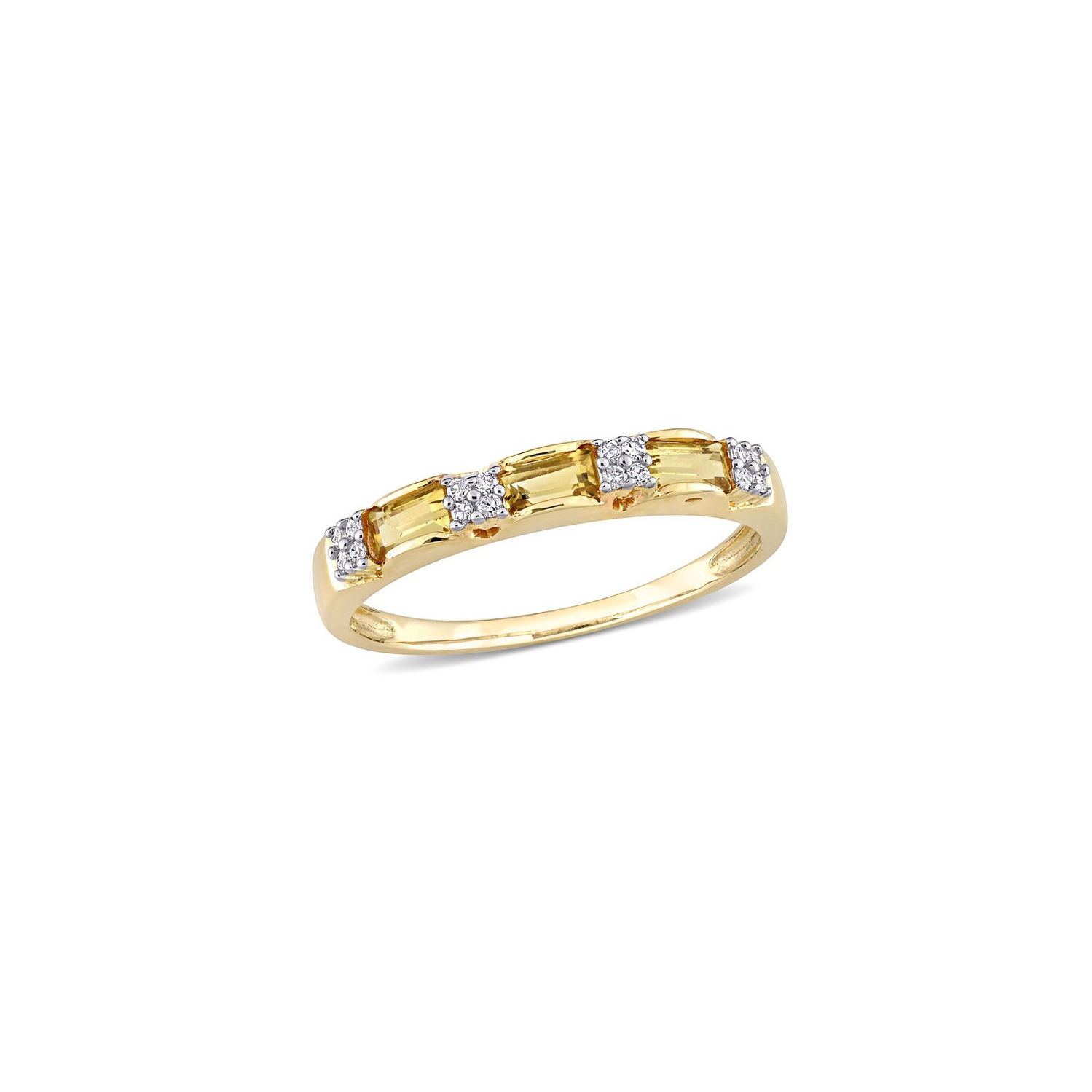 1/3 Carat Citrine and Diamond Band Ring in 10K Yellow Gold