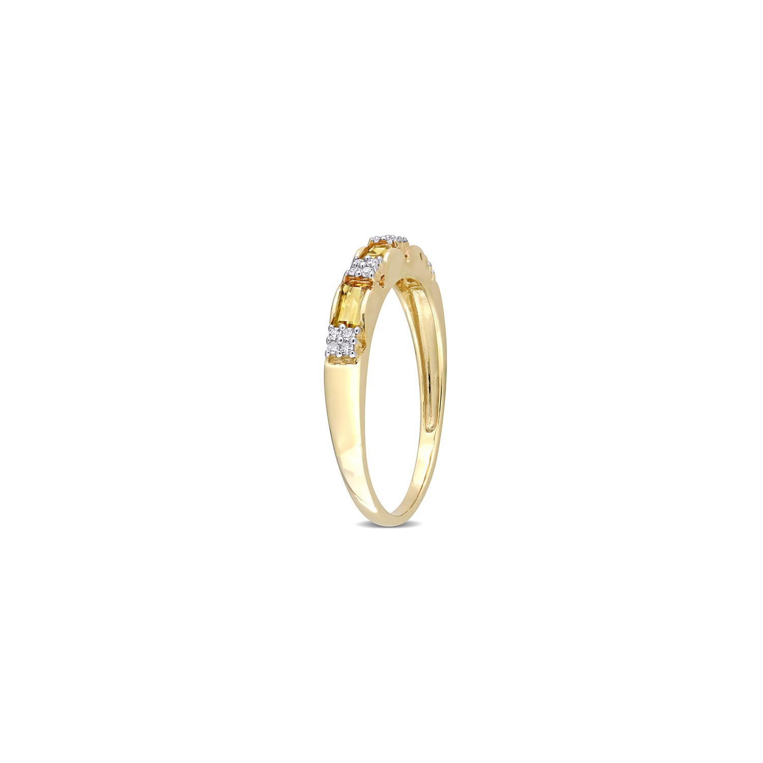 1/3 Carat Citrine and Diamond Band Ring in 10K Yellow Gold
