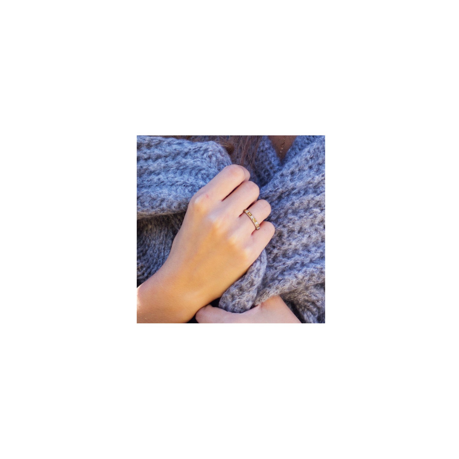 1/3 Carat Citrine and Diamond Band Ring in 10K Yellow Gold