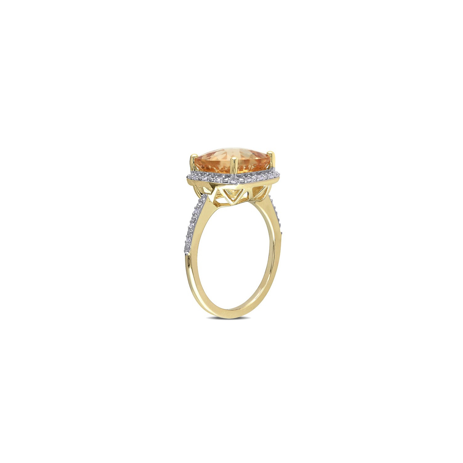 4.00 Carat Cushion-Cut Citrine Halo Ring in 10K Yellow Gold with Diamonds
