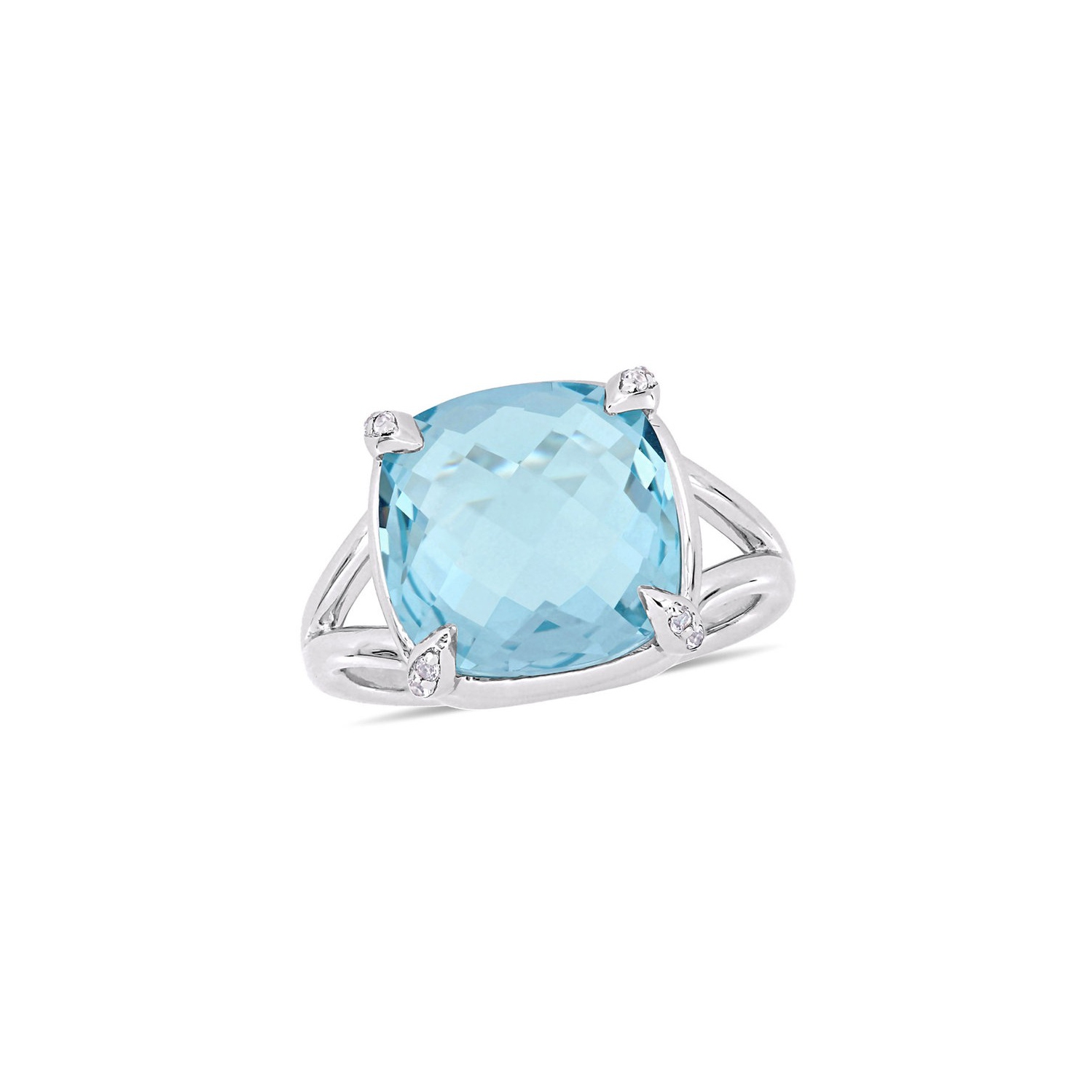 Bague 9.04&nbsp;carat, topaze bleu ciel et topaze blanche, argent sterling