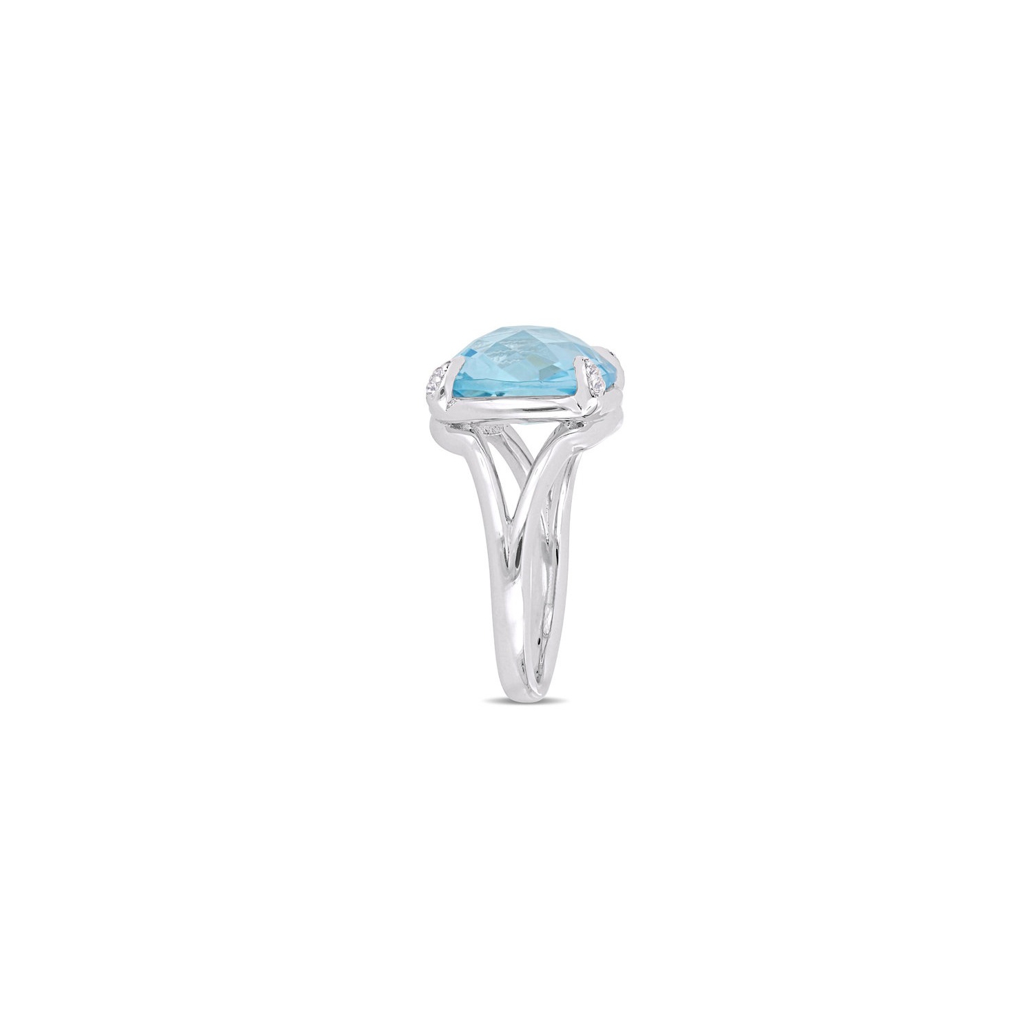 Bague 9.04&nbsp;carat, topaze bleu ciel et topaze blanche, argent sterling