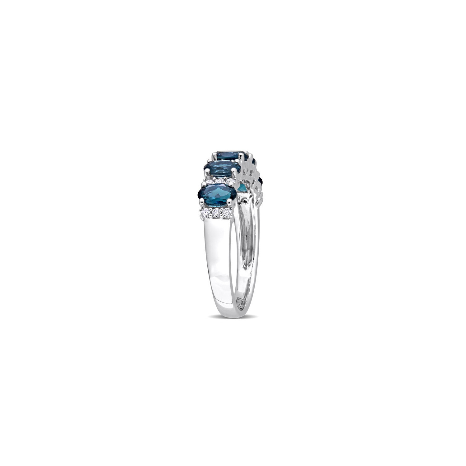 1.50 Carat Blue Topaz Five Stone Band Ring in 14K White Gold