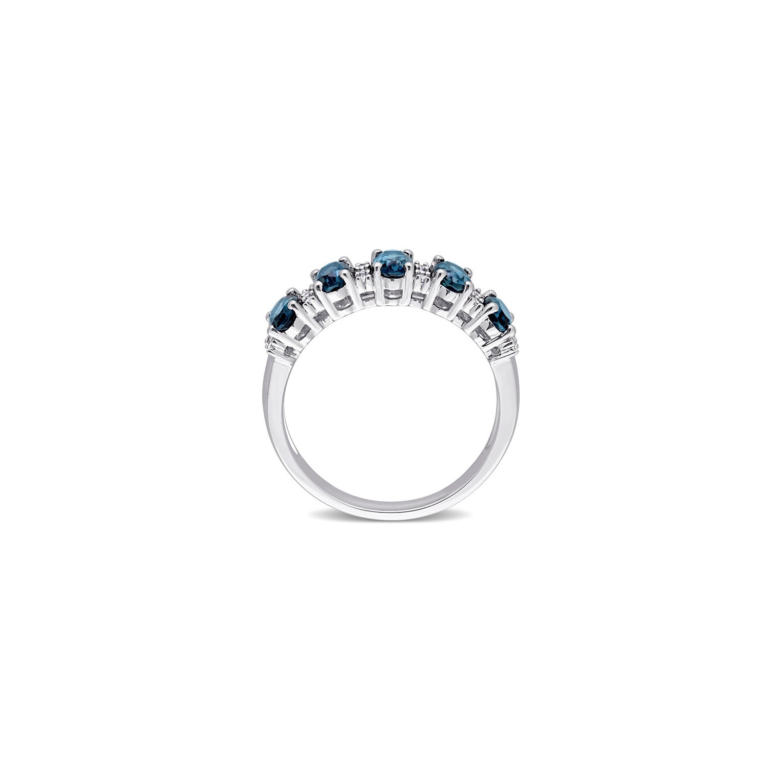 1.50 Carat Blue Topaz Five Stone Band Ring in 14K White Gold