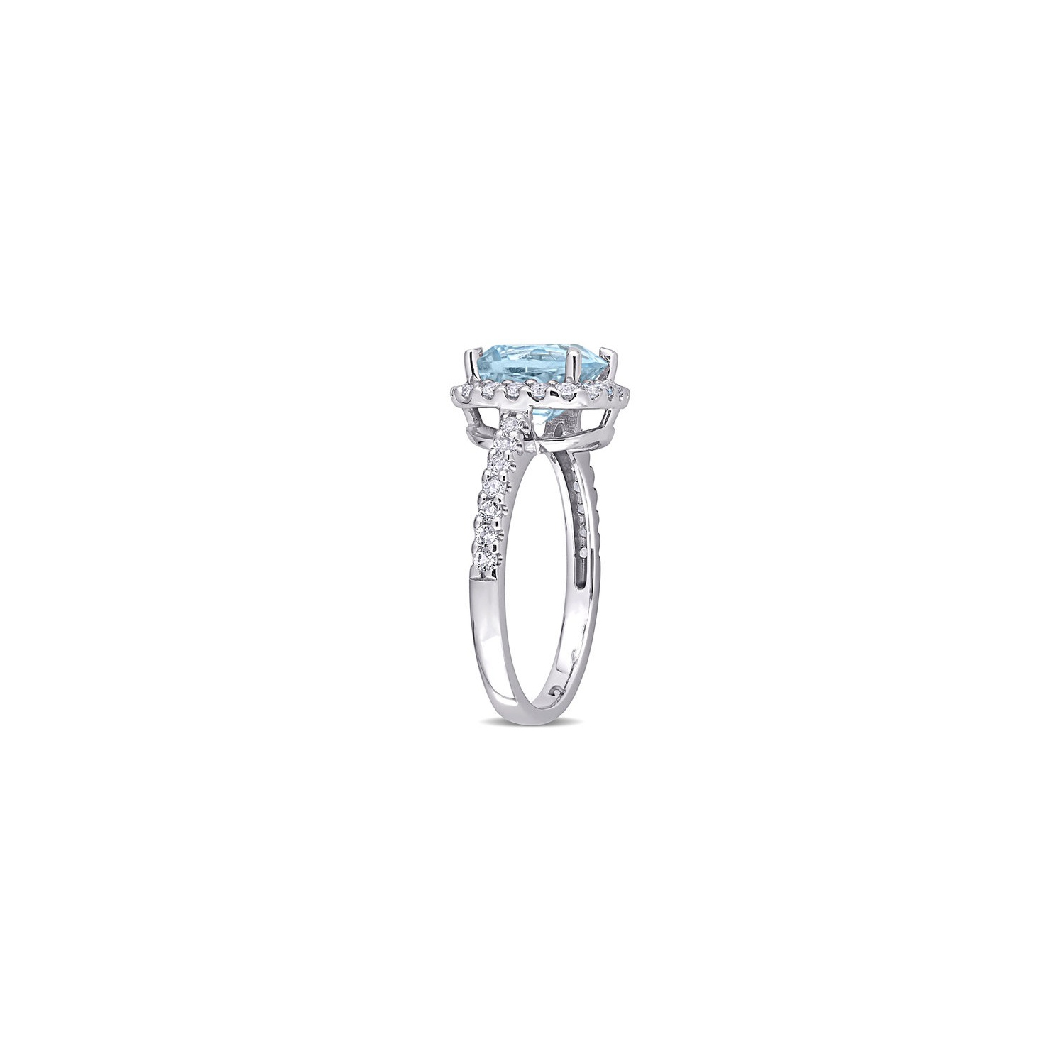 Bague halo en or blanc 10 ct avec topaze blanche 2.50&nbsp;carat