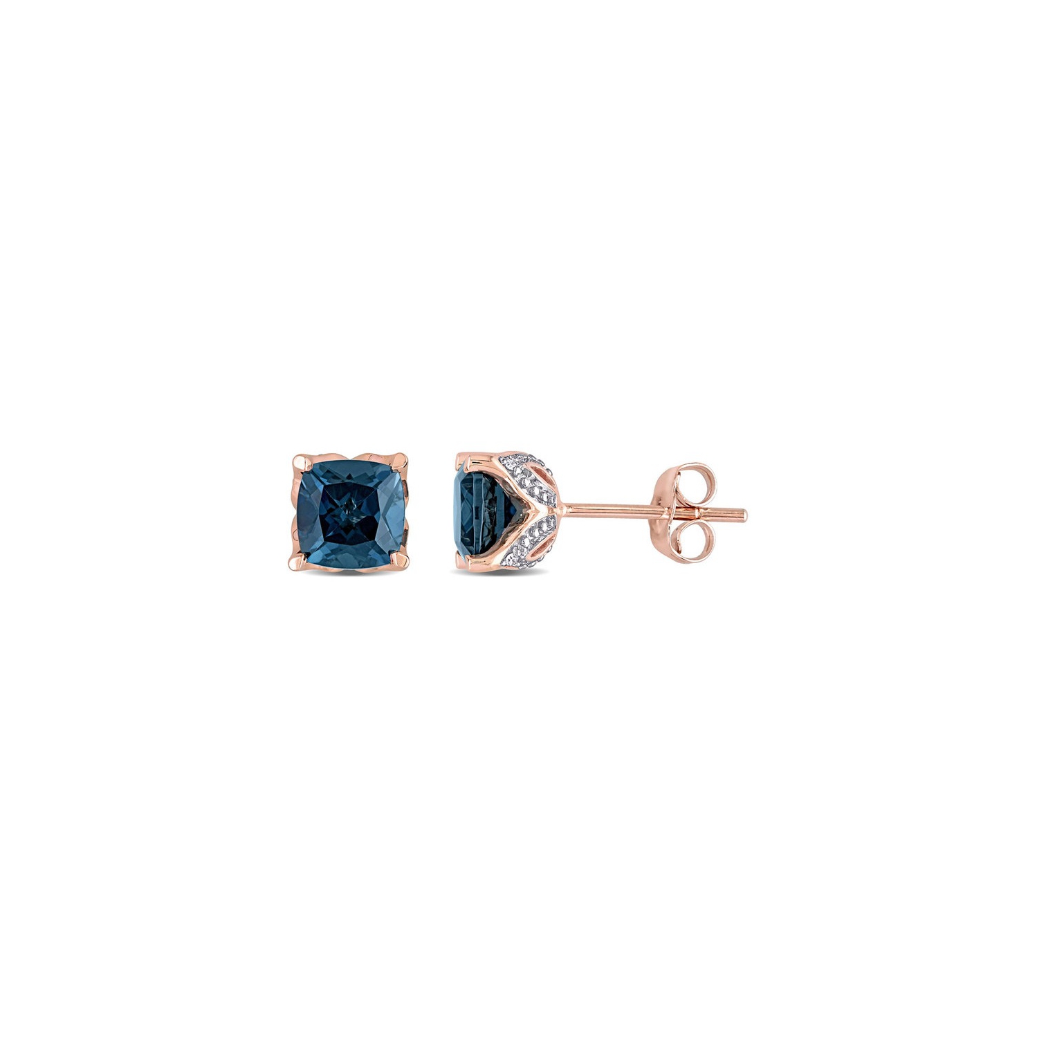 2.20 Carat London Blue Topaz Solitaire Earrings in 10K Rose Pink Gold