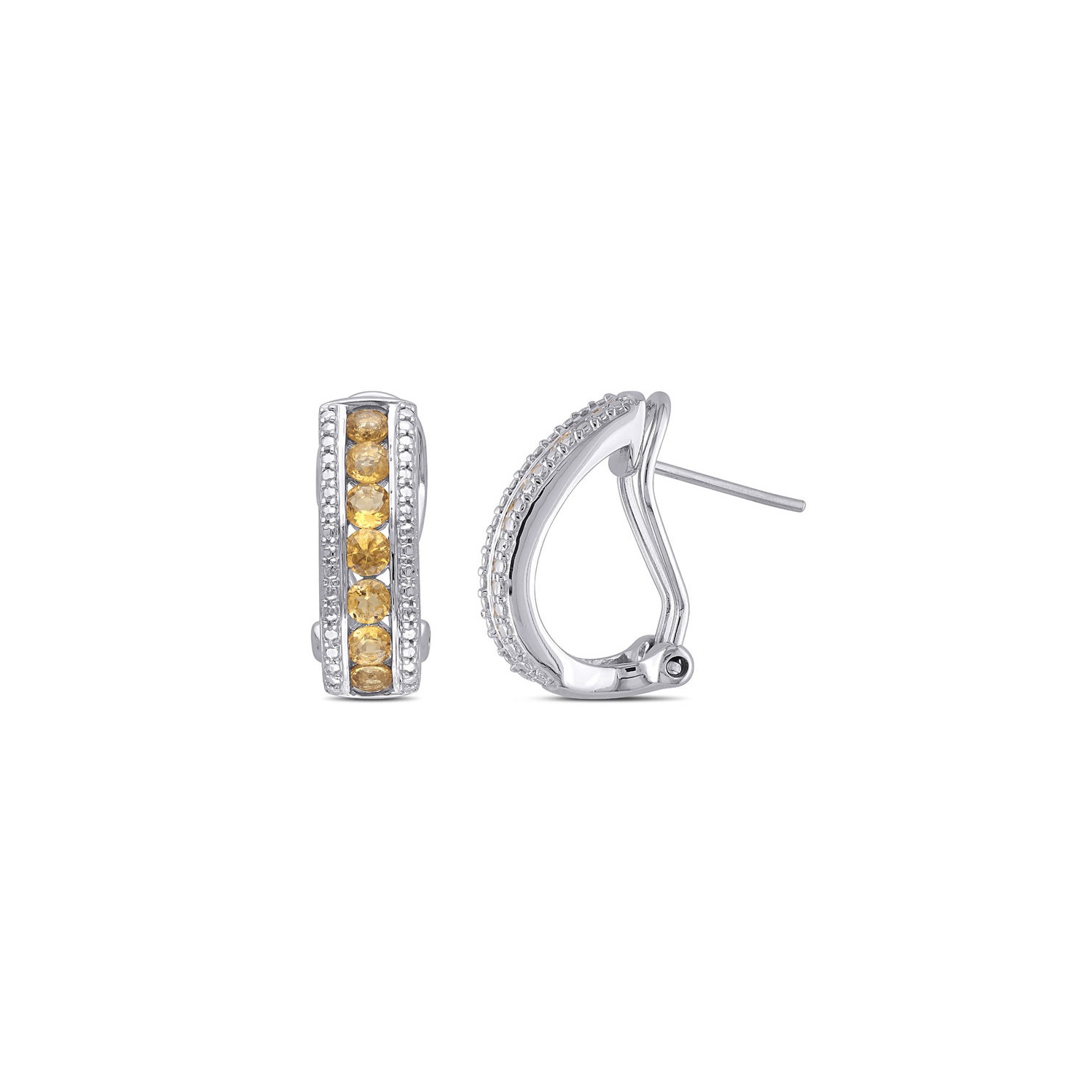 1.54 Carat Citrine Hoop Earrings in Sterling Silver