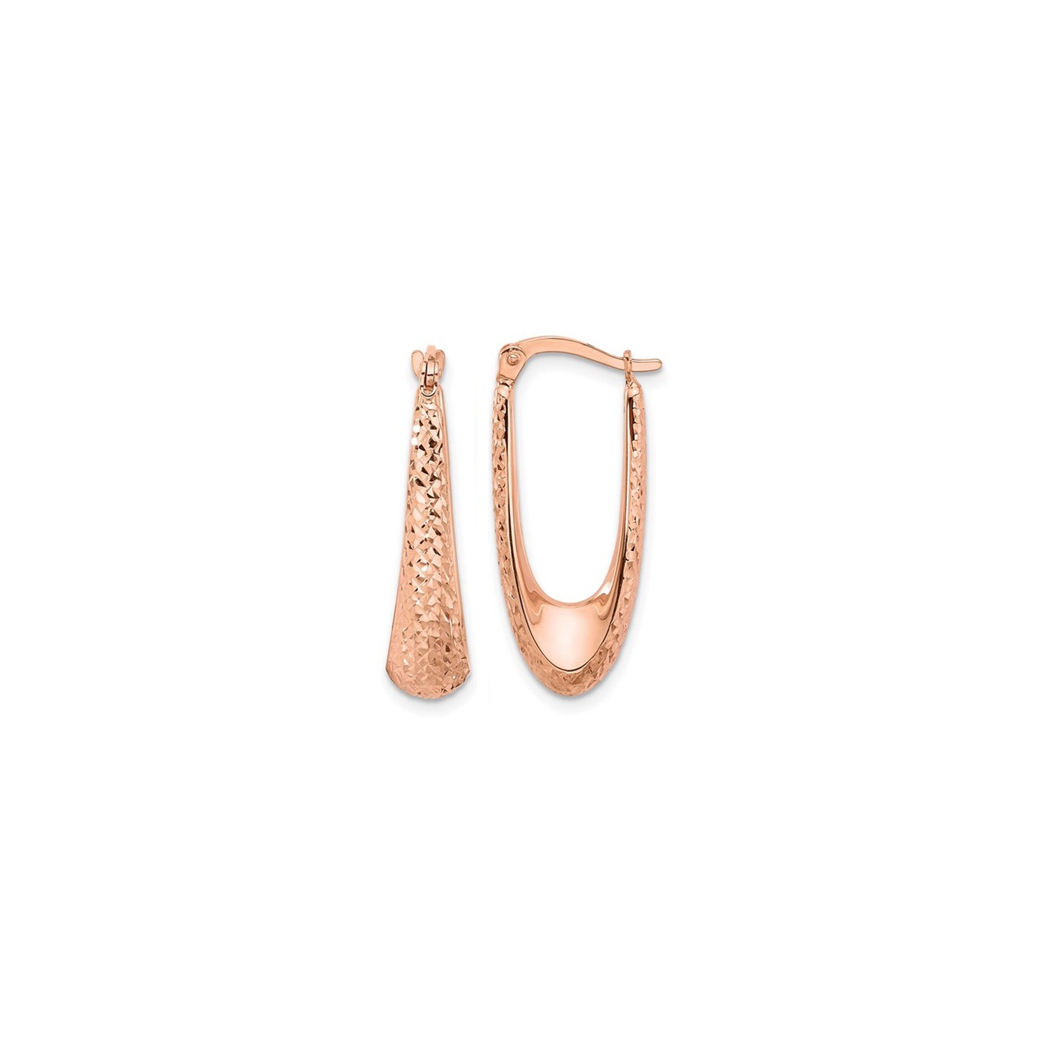 Anneaux d'oreilles en or rose 14 K poli à taille diamant