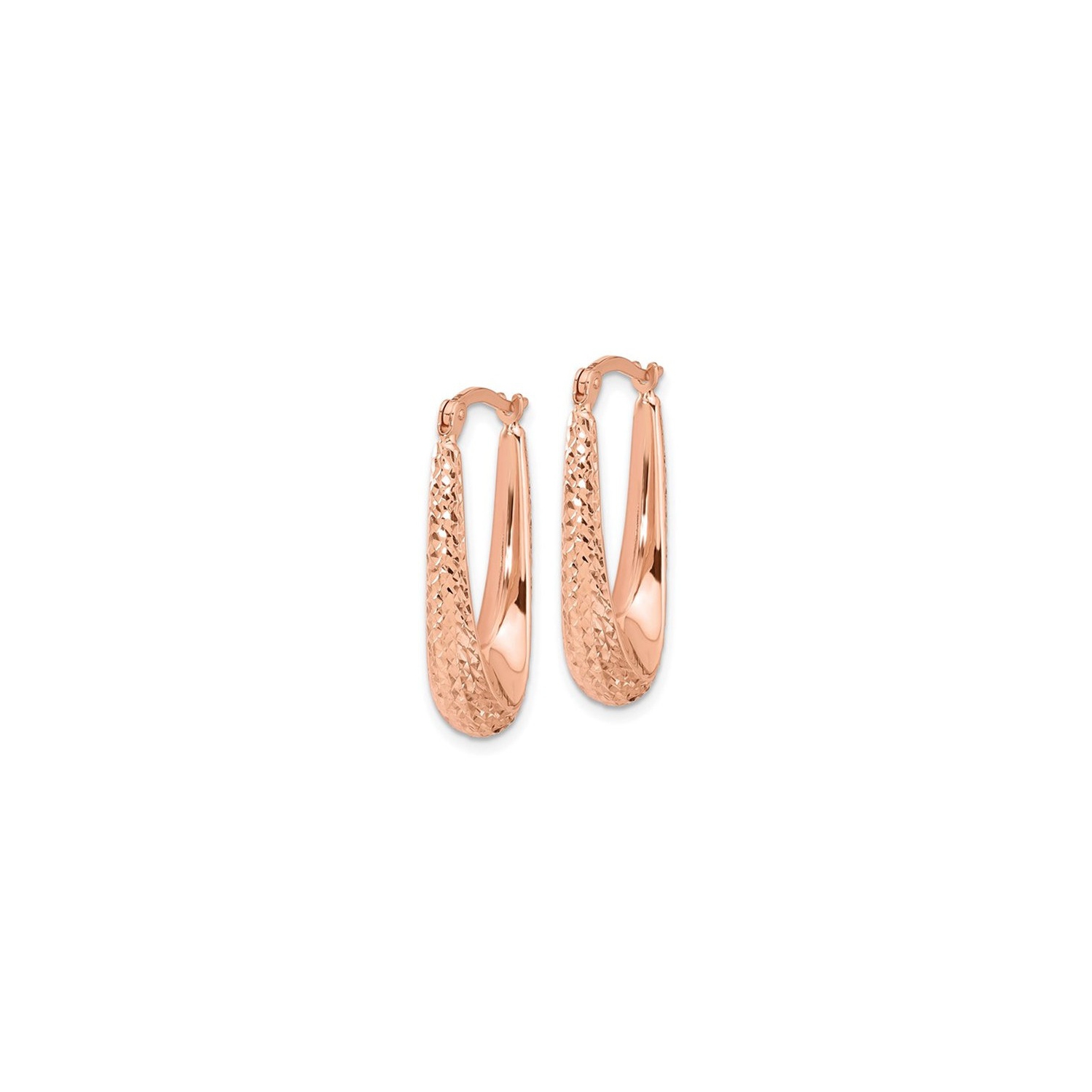Anneaux d'oreilles en or rose 14 K poli à taille diamant