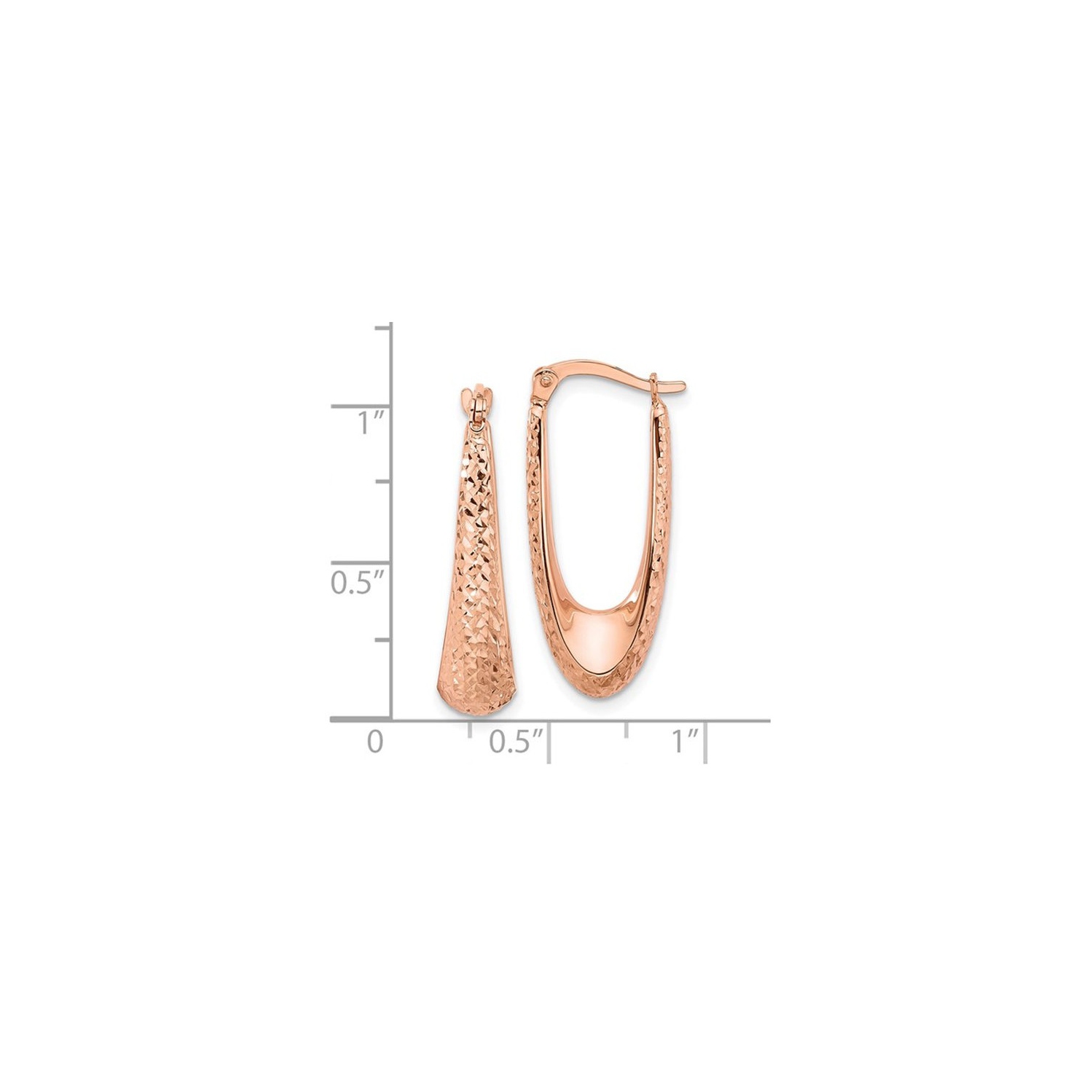 Anneaux d'oreilles en or rose 14 K poli à taille diamant