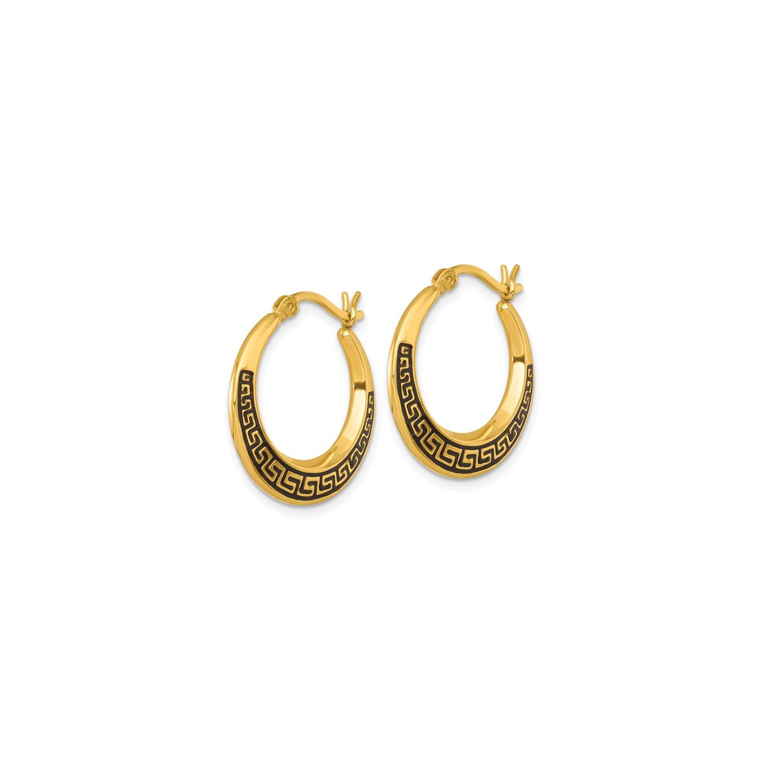 Yellow Plated Sterling Silver Greek Key Hoop Earrings