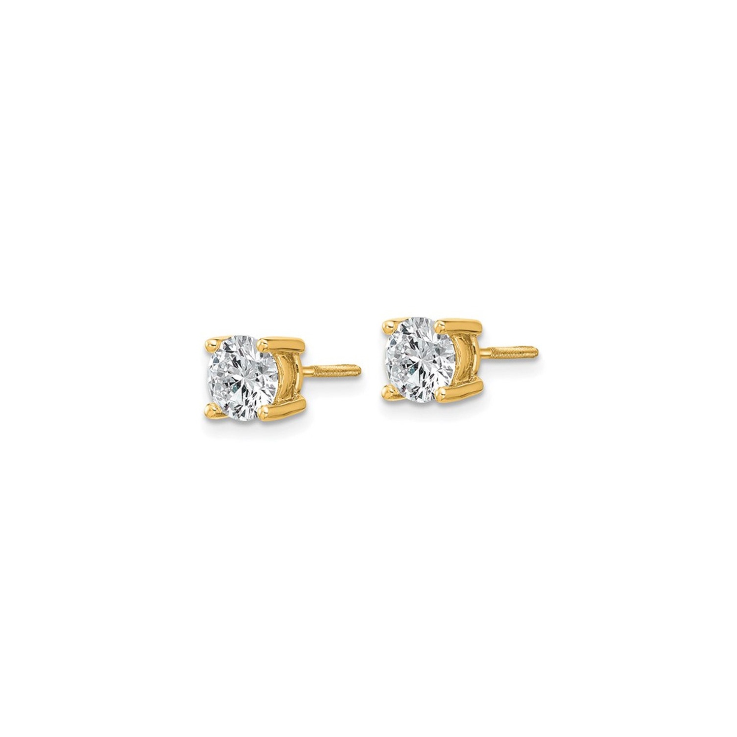 1.50 Carat Lab Grown Diamond Solitaire Stud Earrings in 14K Yellow Gold with Screwbacks