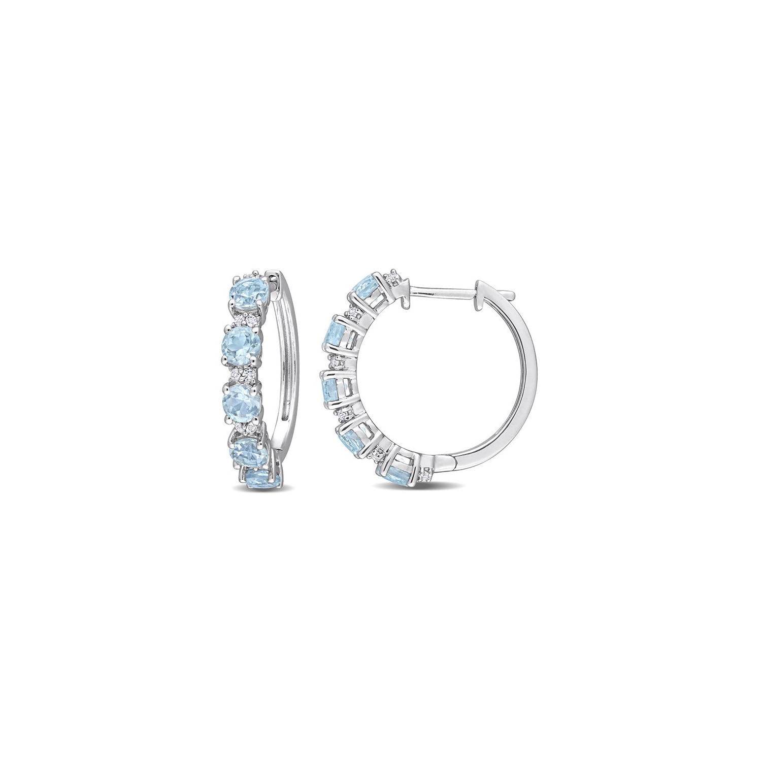 3.00 Carat Blue Topaz Hoop Earrings in Sterling Silver