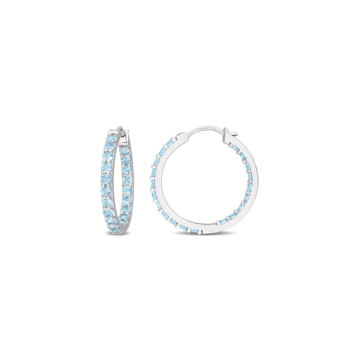 3.20 Carat Blue Topaz Hoop Earrings in Sterling Silver