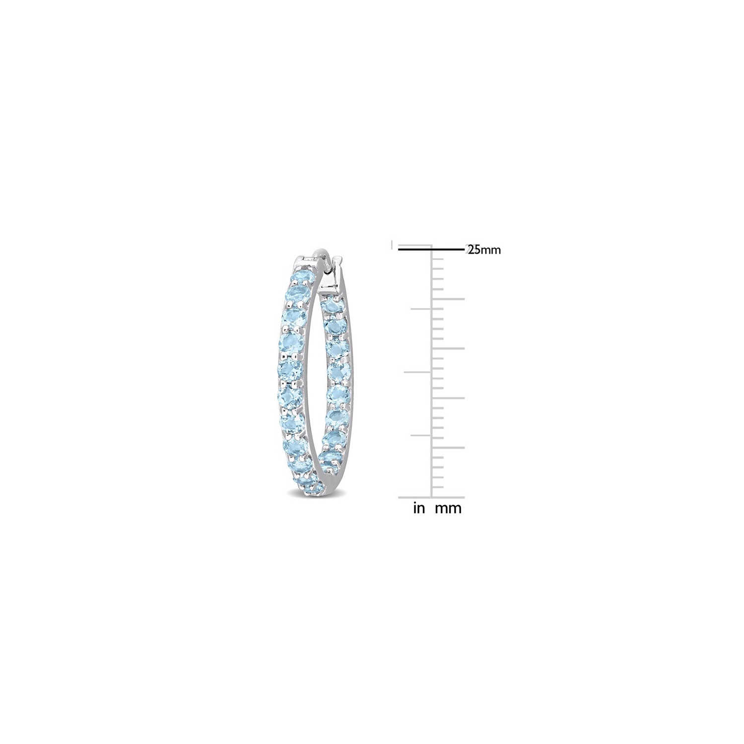 3.20 Carat Blue Topaz Hoop Earrings in Sterling Silver