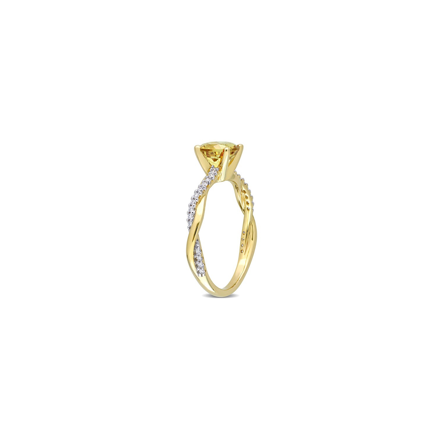 1.00 Carat Citrine CrossOver Ring in 14K Yellow Gold with Diamonds