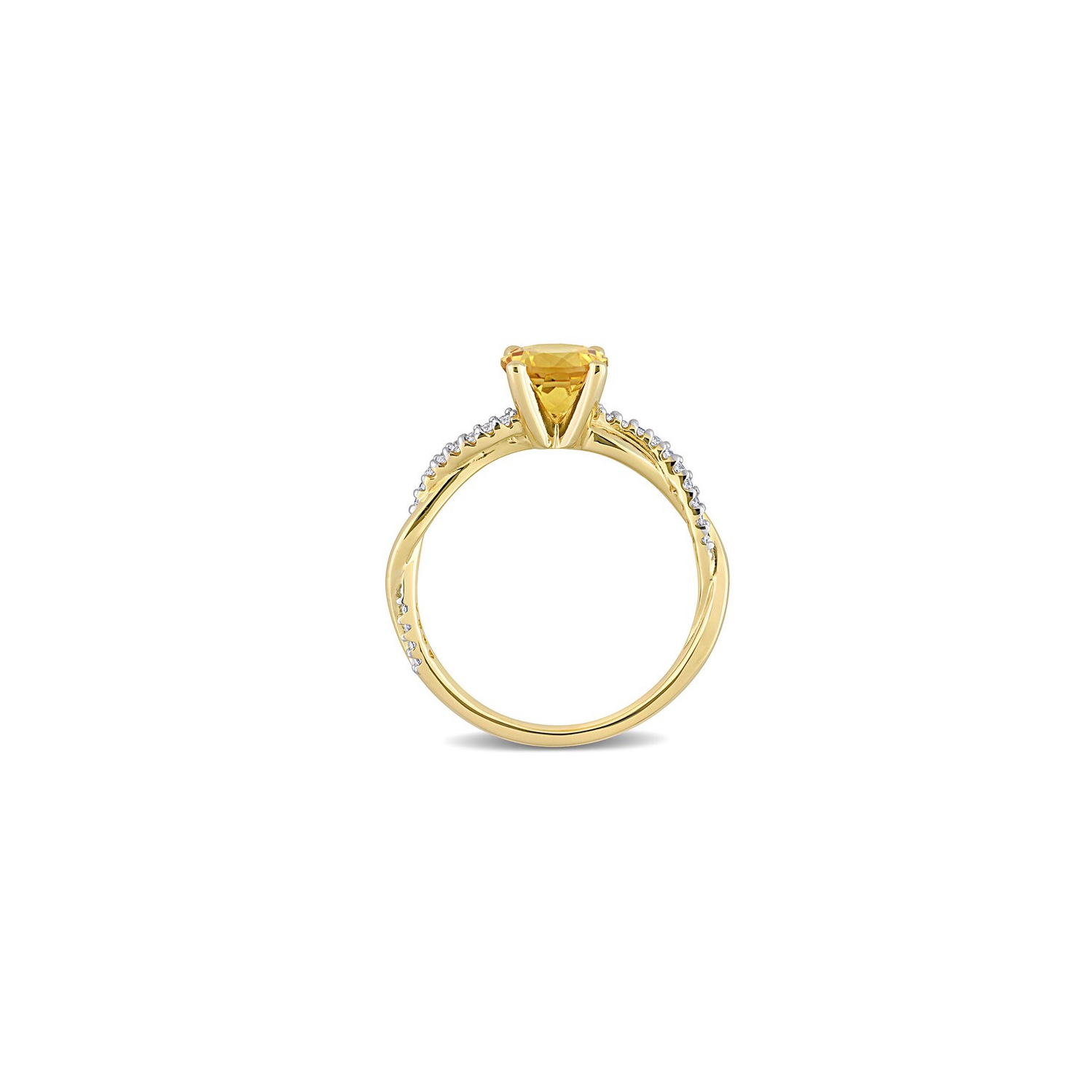 1.00 Carat Citrine CrossOver Ring in 14K Yellow Gold with Diamonds