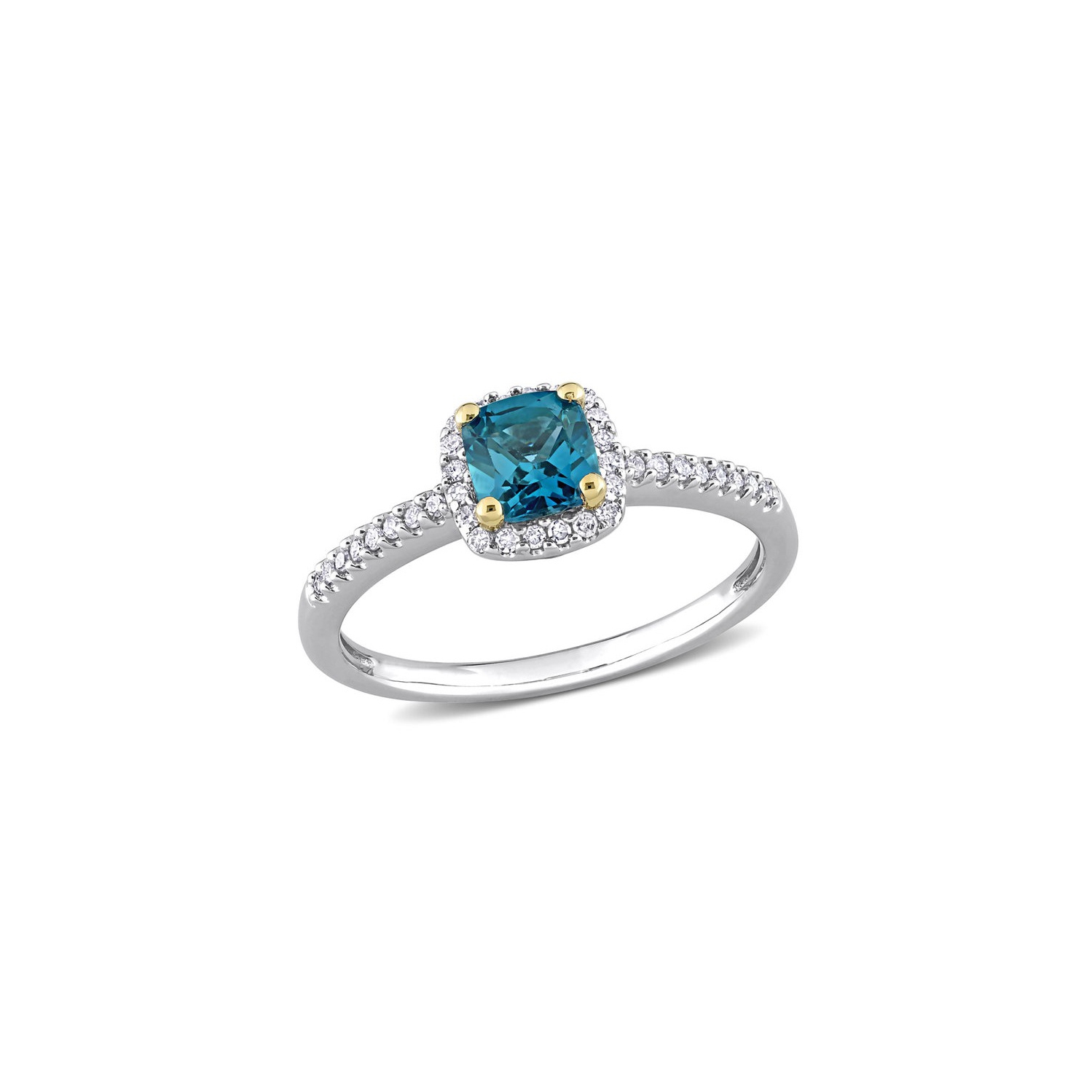 3/4 Carat London Blue Topaz Halo with Ring in 10K White Gold
