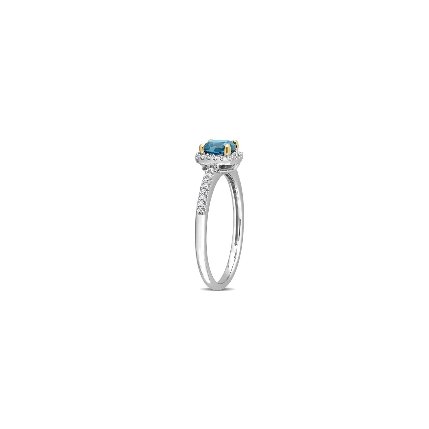 3/4 Carat London Blue Topaz Halo with Ring in 10K White Gold