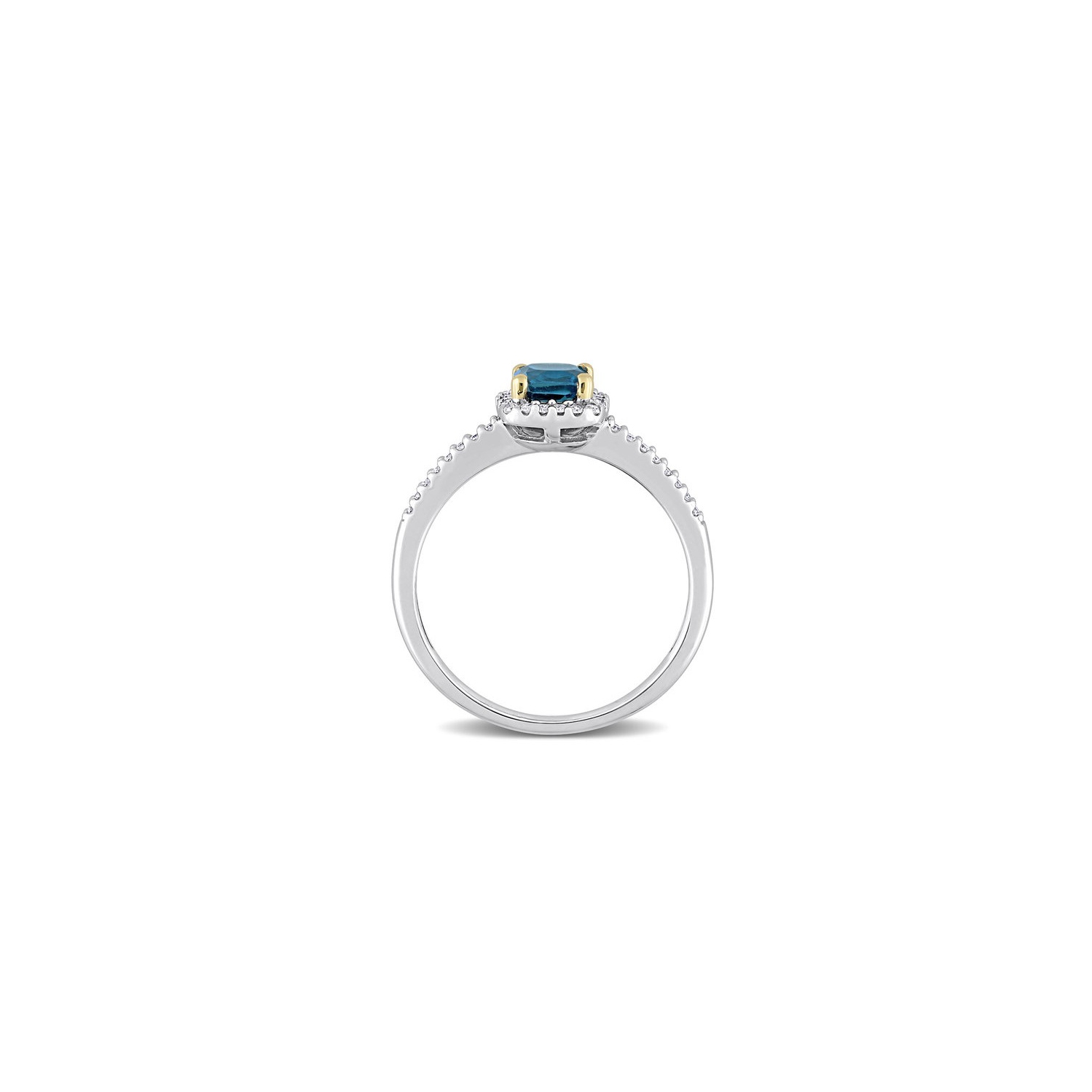 3/4 Carat London Blue Topaz Halo with Ring in 10K White Gold