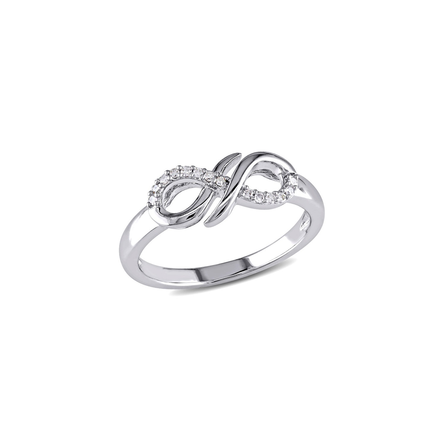 Infinity Sterling Silver Ring with Accent Diamonds