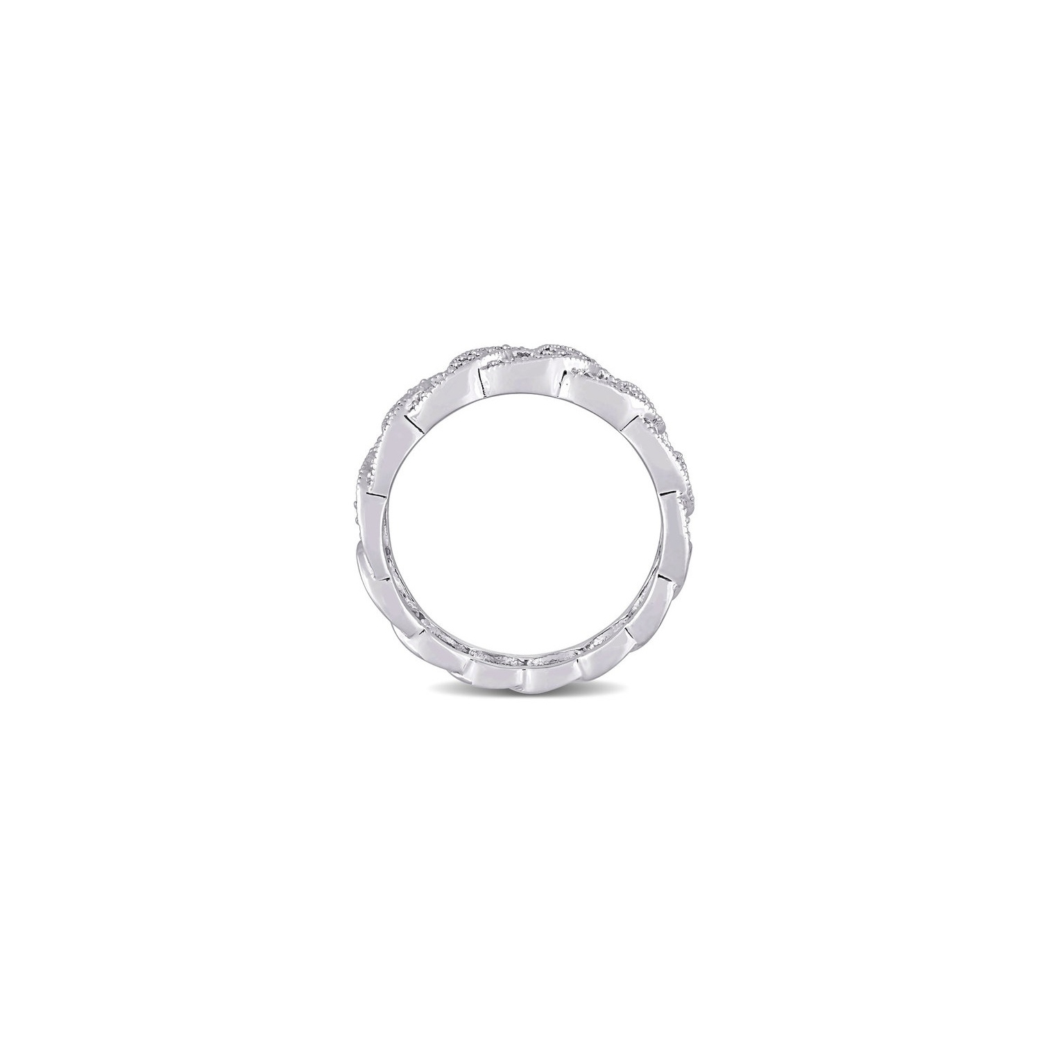 1/10 Carat Diamond Link Ring Band in Sterling Silver