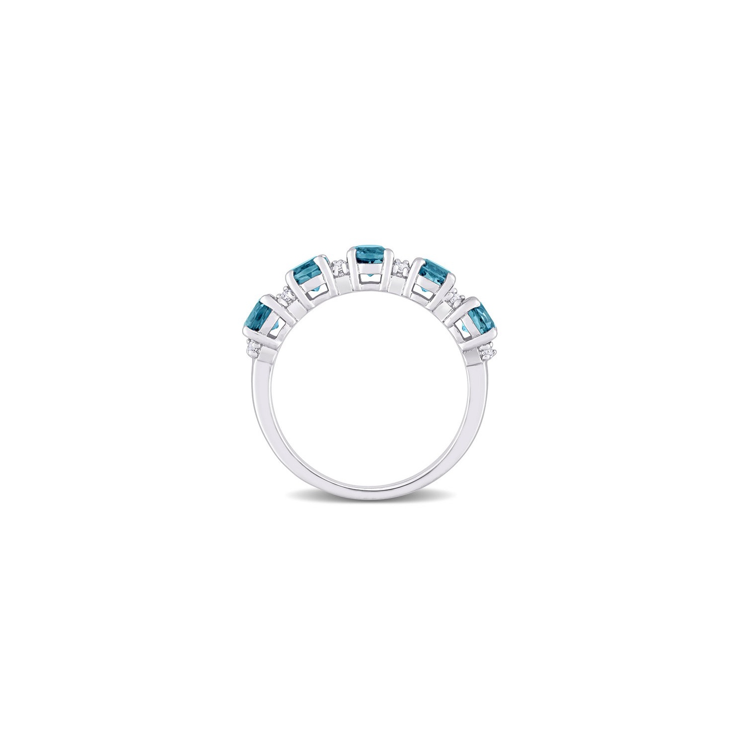 1.50 Carat London Blue Topaz Five Stone Band Ring in Sterling Silver